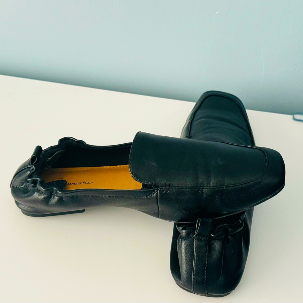 TIME And TRU Black Flats Memory Foam Casual Loafer Shoe Size 9